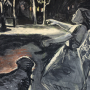 Night in the Playground, 2015<br>charcoal & pastel on paper<br>50" x 38"